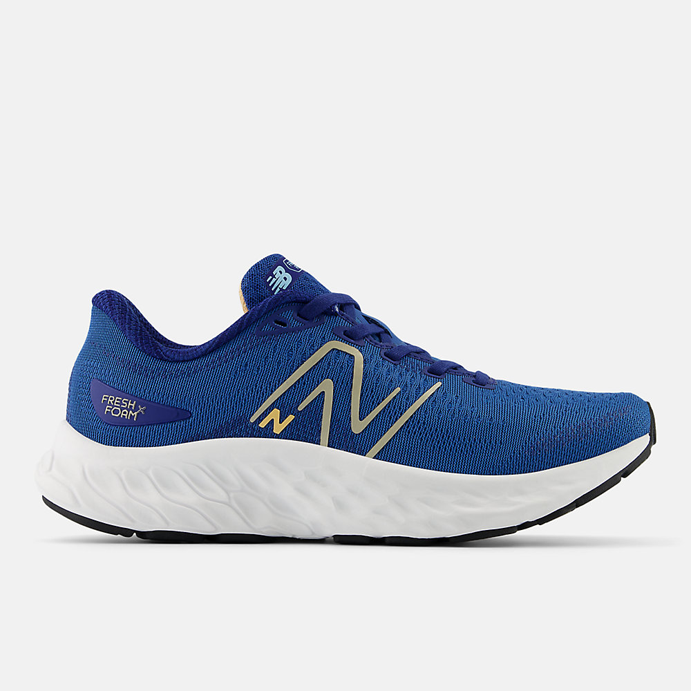 New Balance Fresh Foam X Evoz ST Shoes Blue Agate with Light Gold Metallic and Peach Blossom